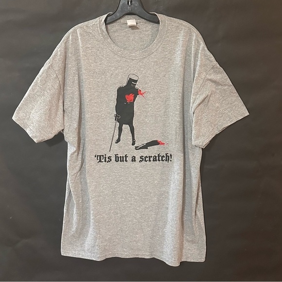Monty Python Holy Grail Black Knight Gray Graphic T-Shirt Tee - Picture 1 of 6